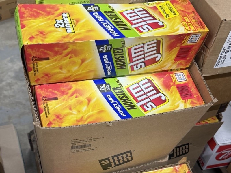 Whole CASE 6/18ct Sticks Slim Jim Honey BBQ Barbecue Monster Snack Sticks  (108)