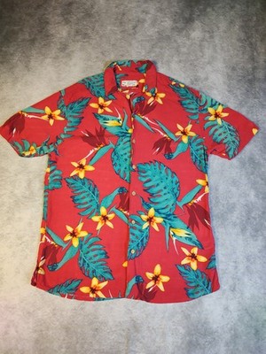 AEROPOSTALE Hawaii Hemd Gr. M Rot Tropen Blümchen Muster Viskose Kurzarm Shirt