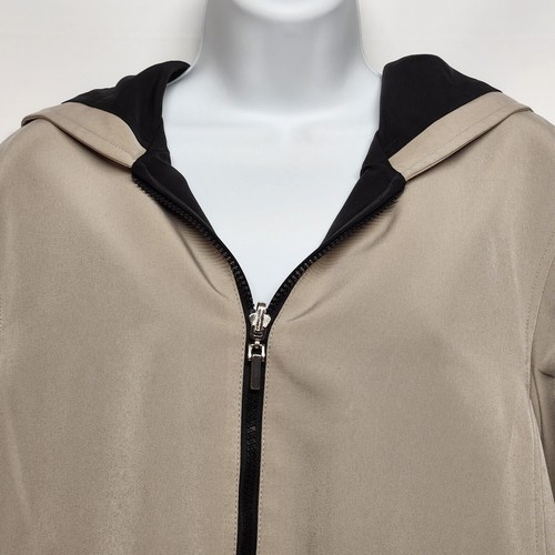 Trench Coat Rain Cloak Fleet Street Womens Med Reversible Hood Black Zip Jacket - Picture 10 of 20