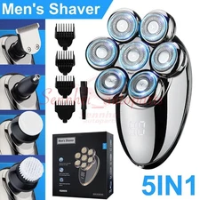 7D Wet & Dry Electric Shaver 5IN1 Bald Head Shaver Beard Trimmer Hair Clipper