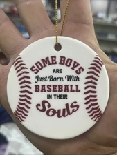 Baseball Ceramic Christmas Holiday Tree Ornament Boys