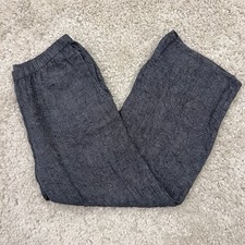 Flax Pants 100 Linen Blue Pant Sz S Coastal Pockets Lagenlook Wide Leg Beachy