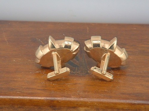Gemelos grandes para hombre usados en tono dorado con joyas rojas - Imagen 3 de 3