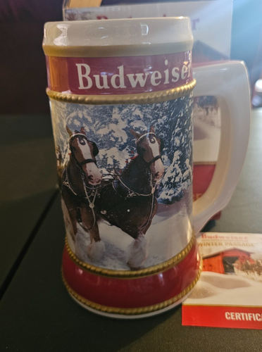 STEIN Beer Mug Budweiser 40th Anniversary "Winter Passage" Clydesdale Holiday - Picture 8 of 12