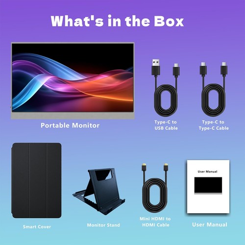 16" 2.5K Portable Monitor, 2560x1600 IPS Display 100% sRGB with Dual Built-in... - Picture 7 of 7