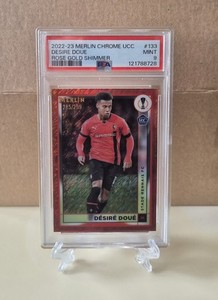 2022-23 Topps Merlin UCC Desire Doue RC /299 Rose Gold Shinmer PSA 9