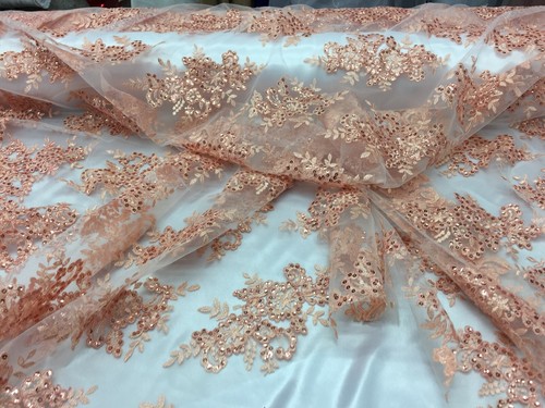 Luxury Corded Lace Fabric with Floral Embroidery & Sequins – Multi-Color VT-12 - Picture 41 of 46