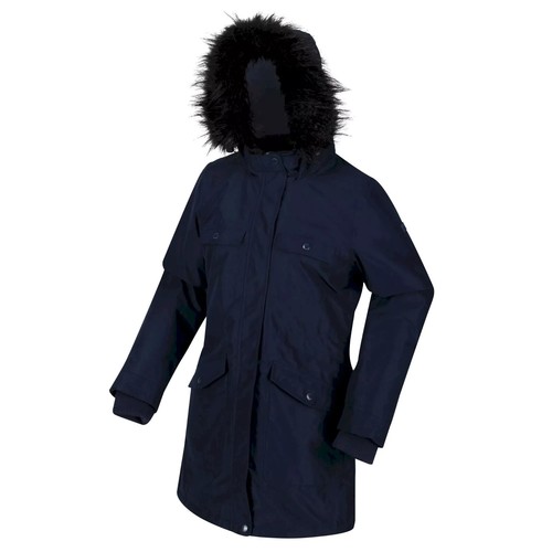 Regatta  Samiya Waterproof Faux Fur Hooded Parka Jacket Coat Navy UK10 rrp £150 - Picture 3 of 24