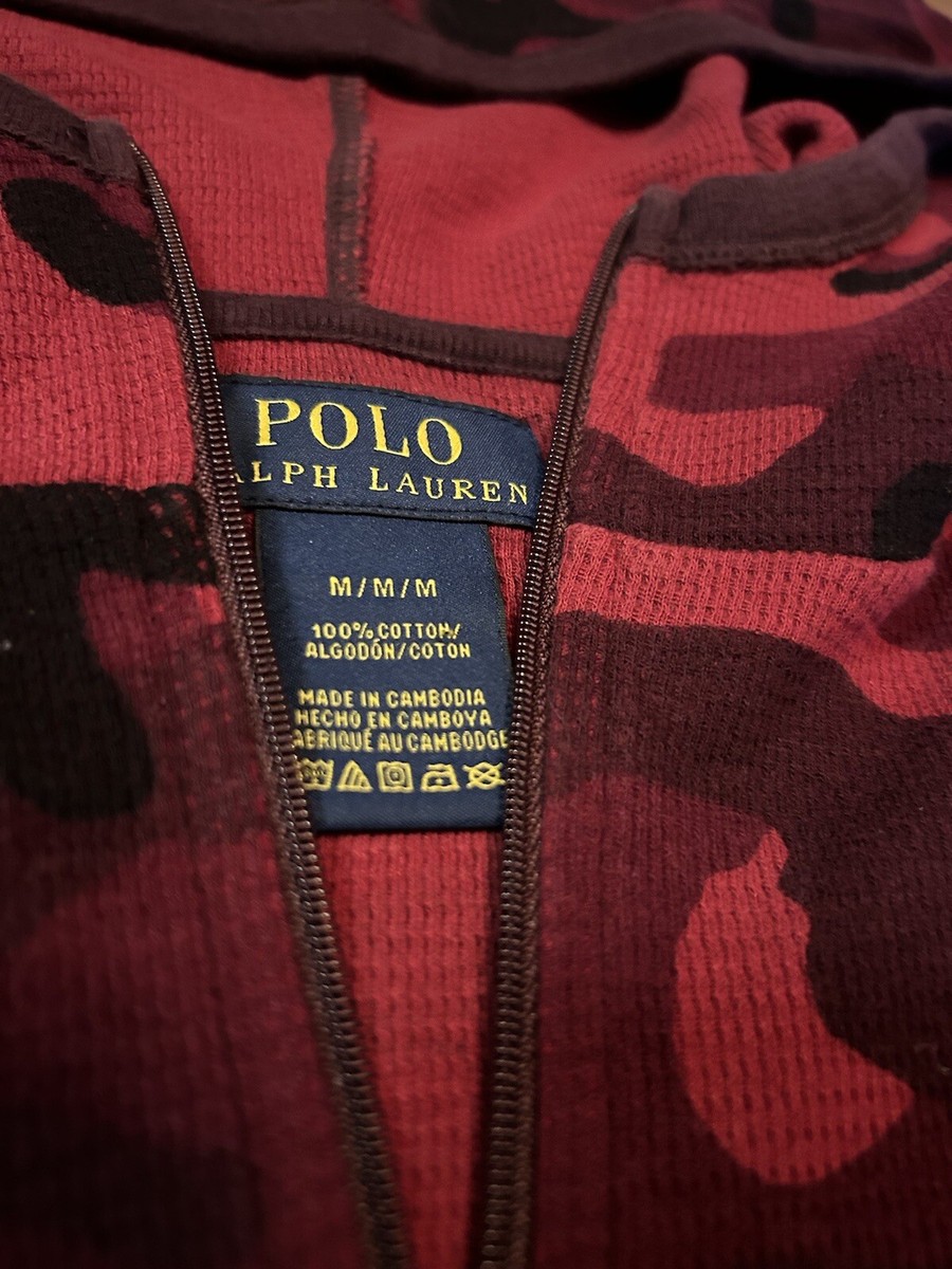 Ralph Lauren Polo Red Camouflage Pull Over Hoodie Thermal Waffle