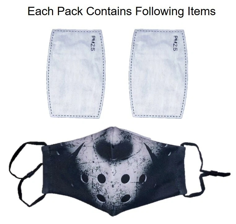 Jason Voorhees Face Mask Friday The 13th with Filter Pocket 2 Filters Reusable - Image 4 of 4