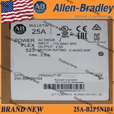 Factory Sealed NEW PLC 25A-B2P5N104 PowerFlex 523 0.4kW (0.5Hp) AC Drive