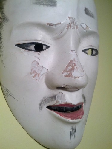 Antique, Japanese, DANCED, Noh Mask CHUJYO, Signed THINLY Carved MasterCraftsman - Picture 4 of 12