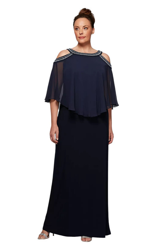 Женское платье Alex Evenings с открытыми плечами, расшитое бисером, большого размера (темно-синий, 16 Вт)