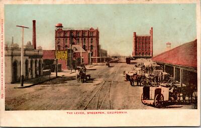 Stockton CA The Levee Postcard unused 1900s (undivided)