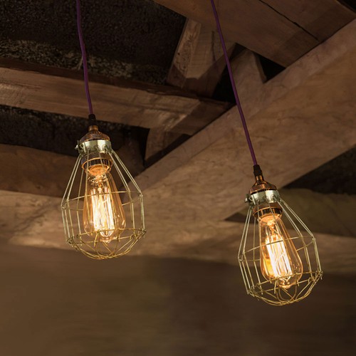 2pcs Clamp on Metal Bulb Guard Cage Vintage Wire Lampshade Industrial Light - Picture 5 of 12