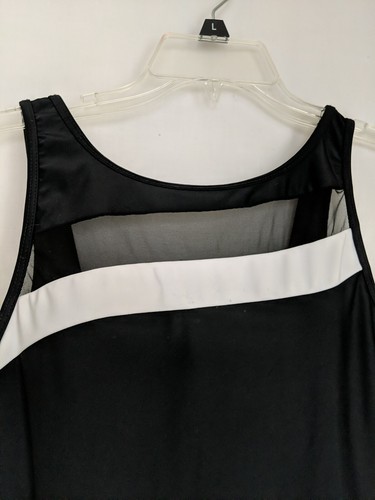 Catalina Ladies 8-10 Black One Piece Swimsuit Scoop neck slimming stripe Med - Picture 2 of 6