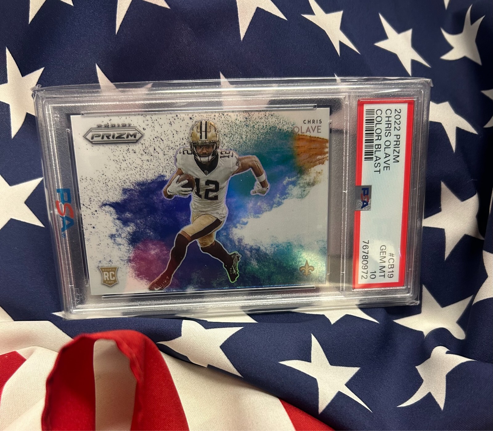 🔥🔥Chris Olave 2022 Panini-Prizm Color Blast RC CB-19 SSP PSA 10 GEM MT🔥🔥