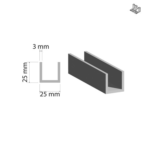 Aluminium U Channel Section Bar Alloy 6063/Temper T5 Frame Custom cut to size - Picture 10 of 10