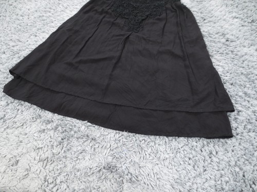 Impressions Top Womens Small Black Layered Cotton Rayon Lace Neckline Tank - 第 5/11 張圖片