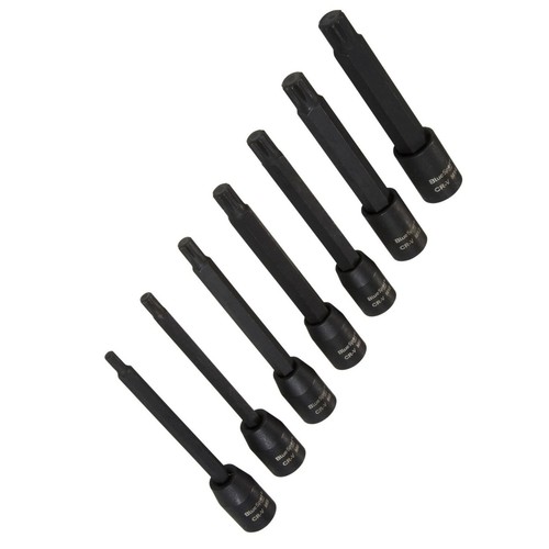 Juego de enchufes de broca de spline de impacto extra largos de 9 piezas 3/8" Drive M5 - M14 S2 Bluespot - Imagen 4 de 5