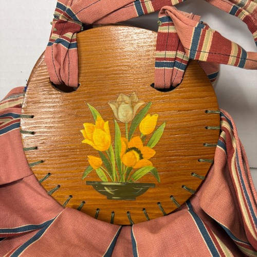 Vintage 1930-40's Bonnie Bag purse Rose/Green awning stripe flower/Dutch - Picture 4 of 15