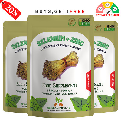 Zink + Selen Komplex Kapseln 550mg Haut & Haar Gesundheit 100% natürlich & stark