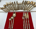 NEW 28 pcs Flatware set FOUR settings BRONZE ROYAL BAMBOO pattern Thailand