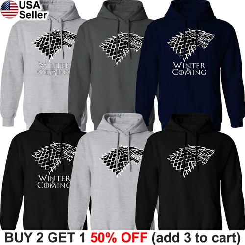 Game of Thrones Stark Hooded Sweatshirt Winter is Coming Sweater Shirt Hoodie - Picture 2 of 20