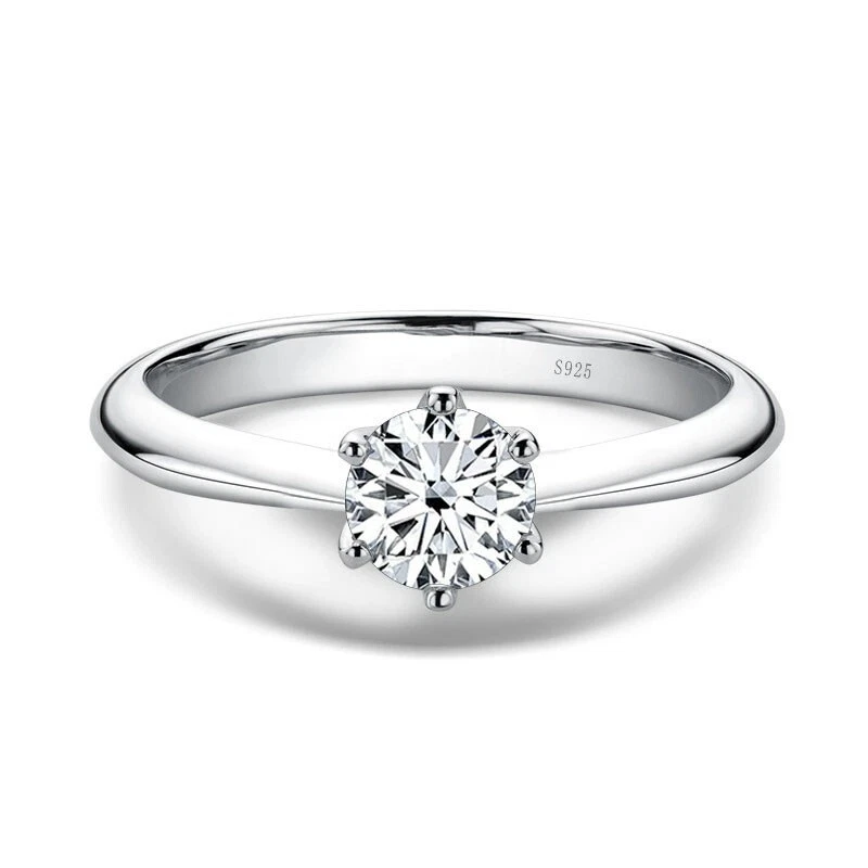 1ct/2ct/3ct/5ct Moissanite Diamond Solitaire Ring Engagement 925 Sterling Silver - Image 2 of 4