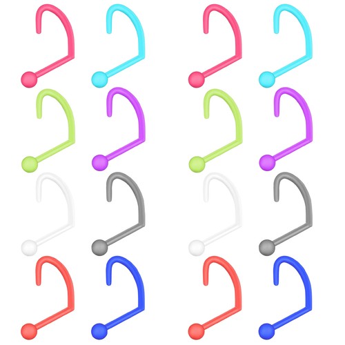 14-80pcs 316L Steel CZ Nose Ring Studs Acrylic Retainers Screw Bar Nose Stud 20G - Picture 4 of 8