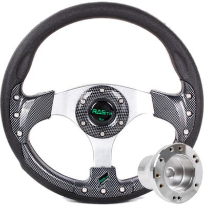 12.5'' Golf Cart Black Steering Wheel With Hub Adapter 5&6 Hole For Yamaha G1-G29