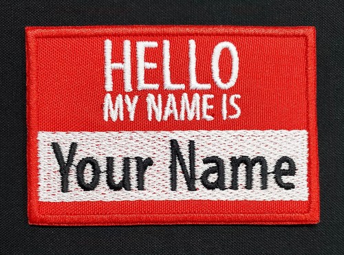 Custom Personalized "Hello My Name Is" Patch Embroidered Iron On Hook & Loop - Picture 12 of 13