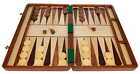 18" Foldable Wooden Backgammon Set, Solid Teakwood Case, Interior Patterned