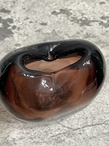 Vaso pizzico ametista a forma di cuore in vetro artistico soffiato a mano vintage - Foto 4 di 11