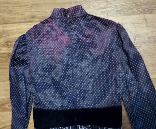 VTG Ruth Norman for Gay Gibson Blue Purple Long Sleeve Hostess Dress - Picture 10 of 12