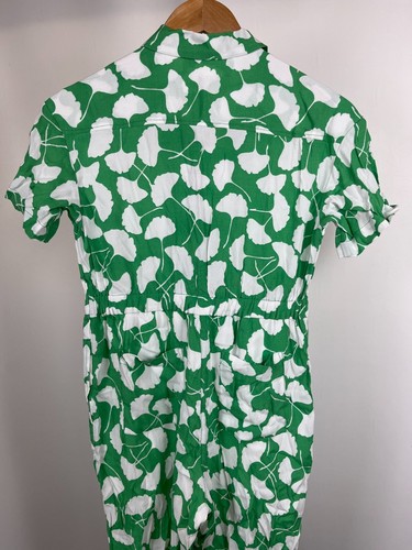 Diane Von Furstenberg Jumpsuit Kid's Sz L(10/12) Green White Ginkgo Short Sleeve - Picture 2 of 11