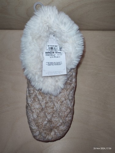 Two Marks & Spencer Oatmeal Mix Faux Fur Lined Booties Slippers 6-8 Christmas  - Bild 22 von 23