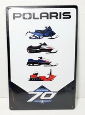 NEW Polaris 70th Anniversary Snowmobile Metal Sign 8x12