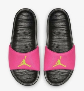 pink and black jordan slides