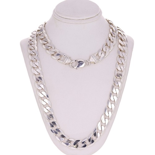 925 Sterling Silver Solid Cuban Link Chain Necklace 11mm 18.5" 92.5grams - Picture 3 of 3