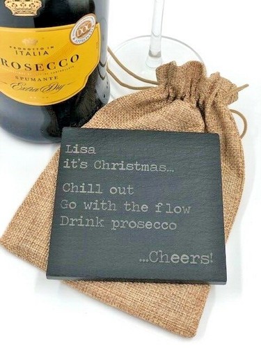 Christmas Secret Santa Stocking Filler Slate Coaster Fun Xmas Gift for Her Him - Picture 8 of 8