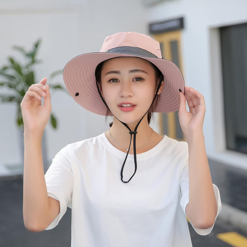 NPQQUAN Ponytail Sun Bucket Hat for Women Men Wide Brim UPF 50+ Fishing & Beach - Picture 4 of 7