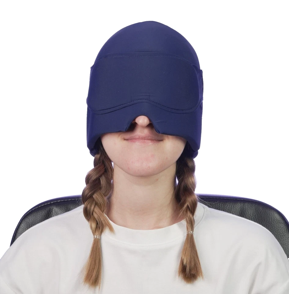 Gorra para aliviar el dolor de cabeza por migraña con máscara de ojos de gel - Sombrero de enfriamiento para aliviar la tensión Foto 2 de 4