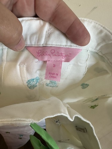 Lilly Pulitzer NWT Oh Koi Dayton Embroidered Canvas Pants Size 3 Toddler White - Picture 5 of 7