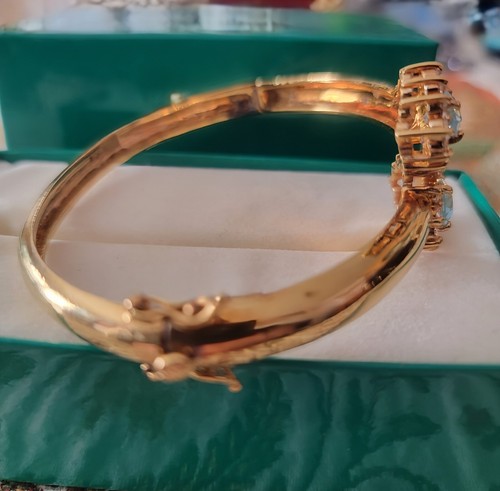 SUZANNE SOMERS Gold Vermeil 925 Silver BRACELET With Blue Glass Stone - Picture 6 of 7