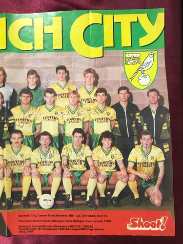 19 Autogramme NORWICH CITY FC 80er Jahre - handsigniertes Poster! Rosario/Phelan/Gunn - Bild 4 von 5