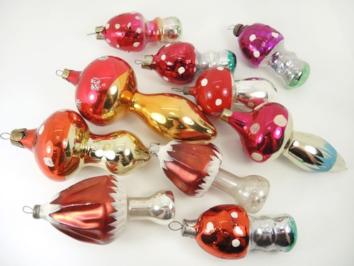 Mushroom Christmas Ornaments Soviet Mercury Glass Xmas Tree Decoration Amanita - Picture 5 of 9
