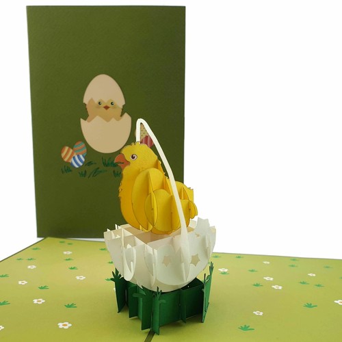 Easter Chick Egg Basket Pop Up Card - Picture 3 of 5