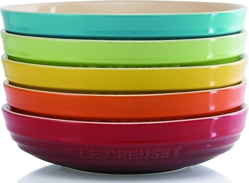 Le Creuset Deep Plate Round Dish Set of 5 Rainbow 20cm Stoneware Heat Resistant