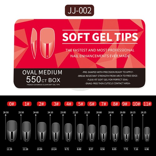 550pcs Soft Gel Tips Seamless Semi Frosted Full Cover Clear False Press On Nails - Picture 7 of 14